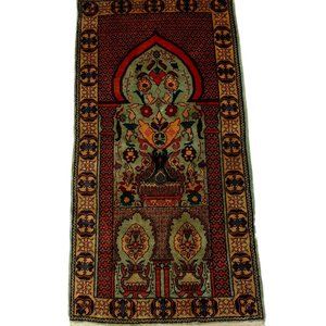 3x2 Rare Turkish Qaisar Wall Rug Hand Knotted Tapestry Blue Gray 100% Silk